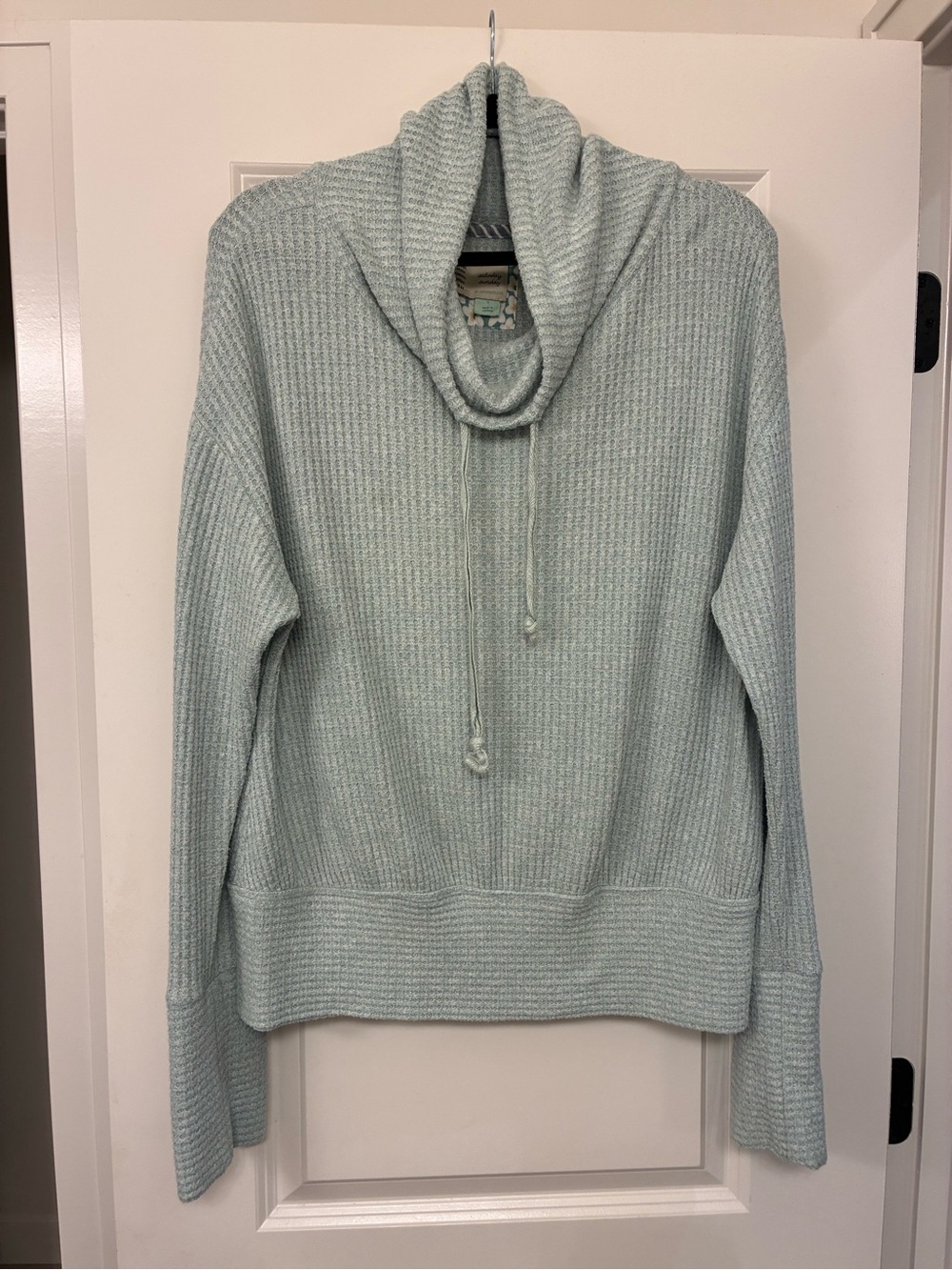 Cozy Cowl Neck Ribbed Sweater - Light Mint